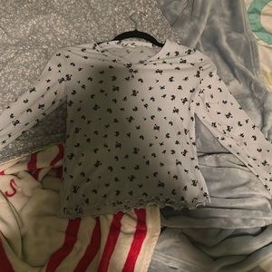 Light blue floral long sleeve shirt